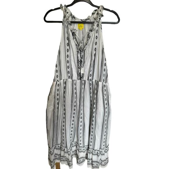 Roller Rabbit Odelle Dress Sleeveless Geometric Stripe Cotton Gray White Size XL - Picture 4 of 12